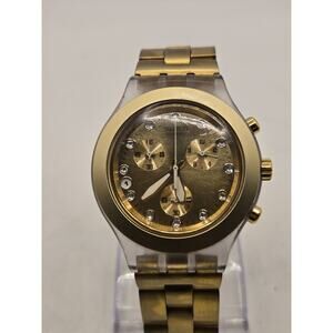 Swatch Swiss Irony Diaphane Chronograph Gold-Tone Watch. 6-6.25" Band.